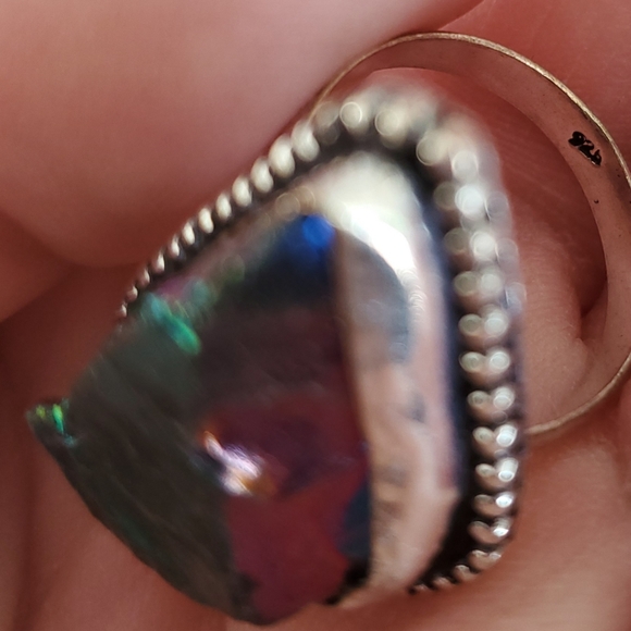New Rainbow Titanium Crystal Quartz 925 Silver Ring. - Picture 8 of 8
